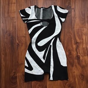 Black and White Abstract Knit Romper Playsuit